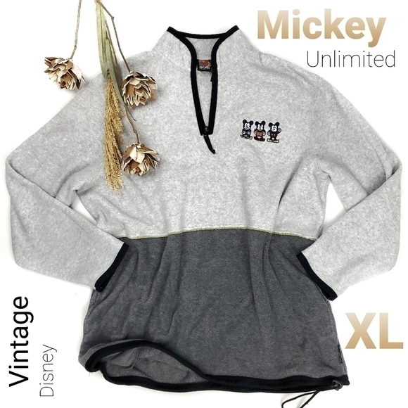 Mickey Unlimited Sweaters - Mickey Unltd Vintage Disney Gray Fleece Sweater XL